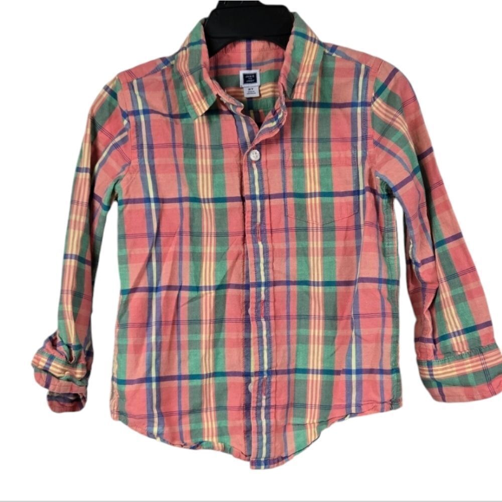 Janie & Jack 2T Boys Madras Plaid Long Sleeve Button Down Shirt Toddler Cotton
